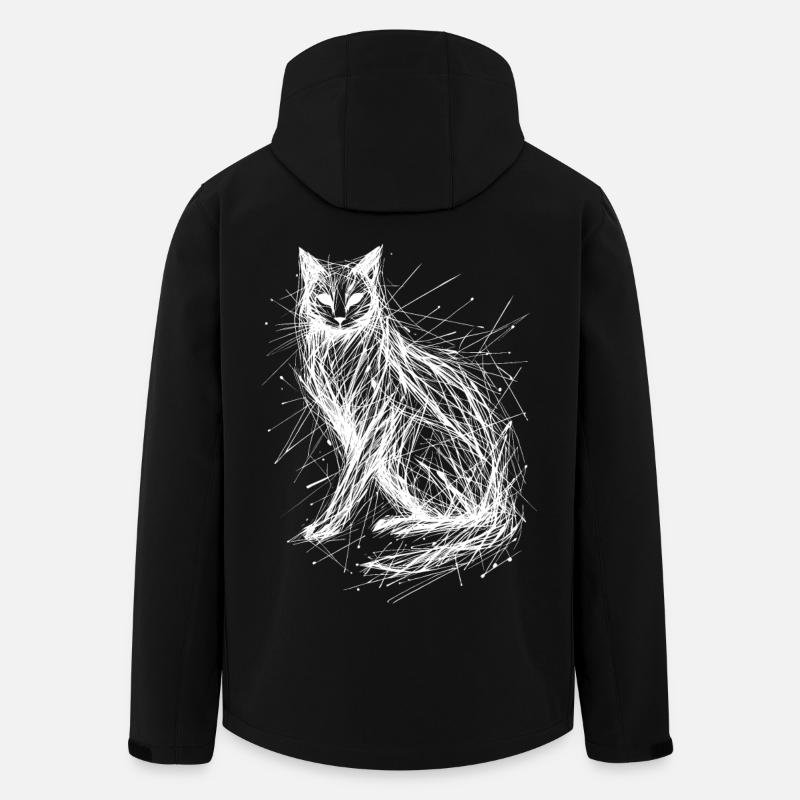 Abstract Cat Portrait with Wildcut Lines - Men’s Recycled Softshell Jacket by Stanley/Stella - black