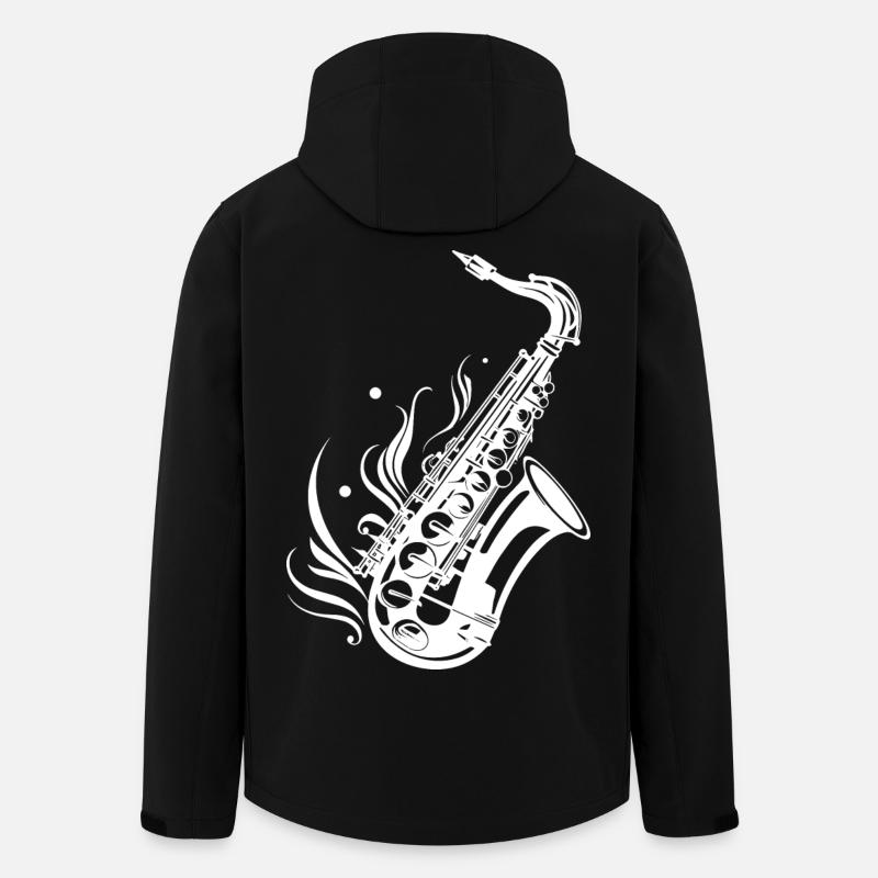 Croquis de saxophone - Veste softshell homme en polyester recyclé Stanley/Stella - noir