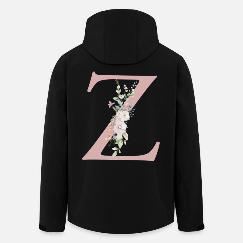 Z Monogram, Floral, Personnalisable - Veste softshell homme en polyester recyclé Stanley/Stella - noir