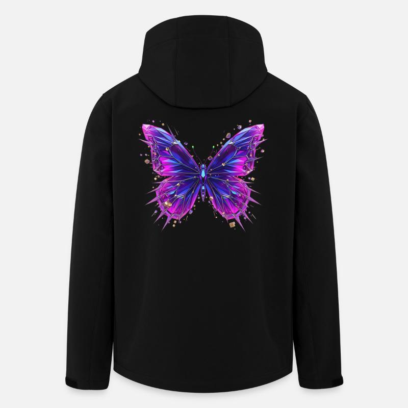 3D Crystal Butterfly – Chrome Effect - Men’s Recycled Softshell Jacket by Stanley/Stella - black