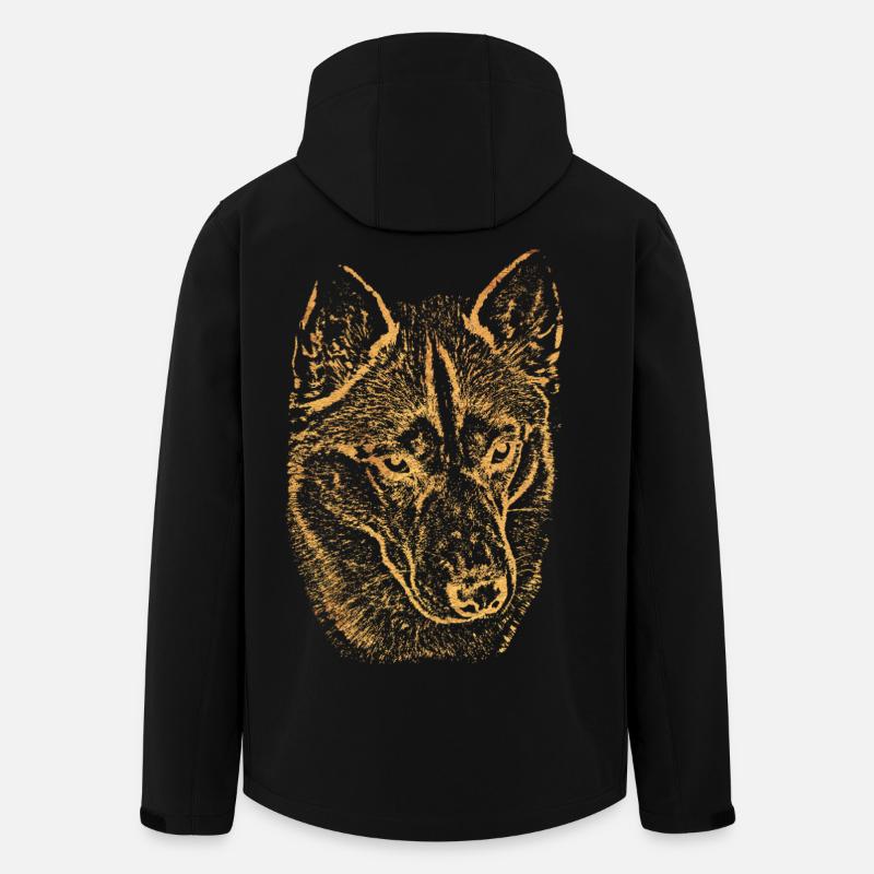 Goldener Wolfkopf Husky Silhouette - Recycelte Männer Softshell-Jacke von Stanley/Stella - Schwarz
