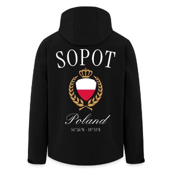 Sopot Poland Coat of Arms Crown – Travel Souvenir - Men’s Recycled Softshell Jacket by Stanley/Stella - black - Back - AI Model Male 185 light (185cm)