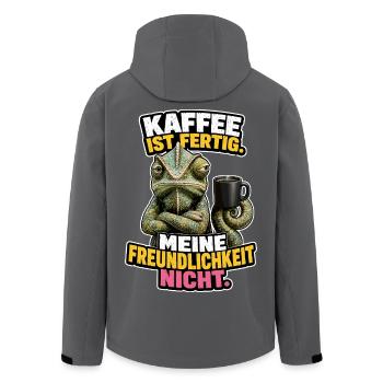 Kaffee Fertig, Freundlichkeit Nicht - Recycelte Männer Softshell-Jacke von Stanley/Stella - Schwarz - Hinten - AI Model Male 185 light (185cm)