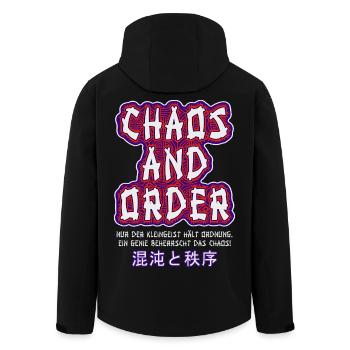 Chaos & Order / Chaos & Ordnung - Recycelte Männer Softshell-Jacke von Stanley/Stella - Schwarz - Hinten - AI Model Male 185 light (185cm)