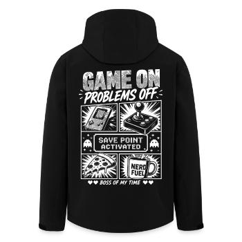 Game On Problems Off Retro Gaming - Men’s Recycled Softshell Jacket by Stanley/Stella - black - Back - AI Model Male 185 light (185cm)