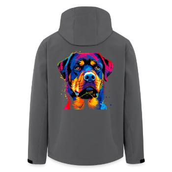 Rottweiler Dog Bright Colors Pop Art Pride Dogs - Men’s Recycled Softshell Jacket by Stanley/Stella - black - Back - AI Model Male 185 light (185cm)