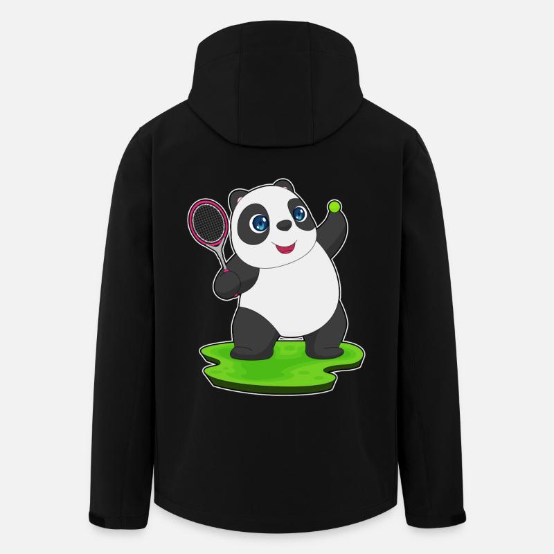 Panda Tennis Racket - Men’s Recycled Softshell Jacket by Stanley/Stella - black