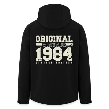 1984 Jahrgang geboren Geburtstag Geschenk - Recycelte Männer Softshell-Jacke von Stanley/Stella - Schwarz - Hinten - AI Model Male 185 light (185cm)