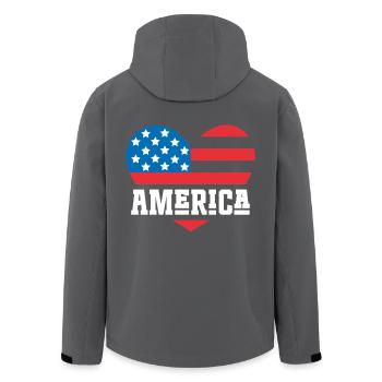 Amerika Flagge Herz - Recycelte Männer Softshell-Jacke von Stanley/Stella - Schwarz - Hinten - AI Model Male 185 light (185cm)