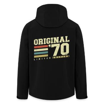 1970 ' s Vintage Born Vintage Rétro Anniversaire - Veste softshell homme en polyester recyclé Stanley/Stella - noir - Dos - AI Model Male 185 light (185cm)