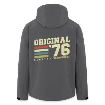 1976 Vintage Born Vintage Retro Birthday - Men’s Recycled Softshell Jacket by Stanley/Stella - black - Back - AI Model Male 185 light (185cm)