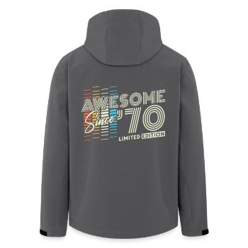 années 1970 Né Vintage Cadeau d’anniversaire Rétro - Veste softshell homme en polyester recyclé Stanley/Stella - noir - Dos - AI Model Male 185 light (185cm)