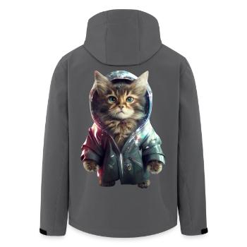 Weltraum Katze - Recycelte Männer Softshell-Jacke von Stanley/Stella - Schwarz - Hinten - AI Model Male 185 light (185cm)
