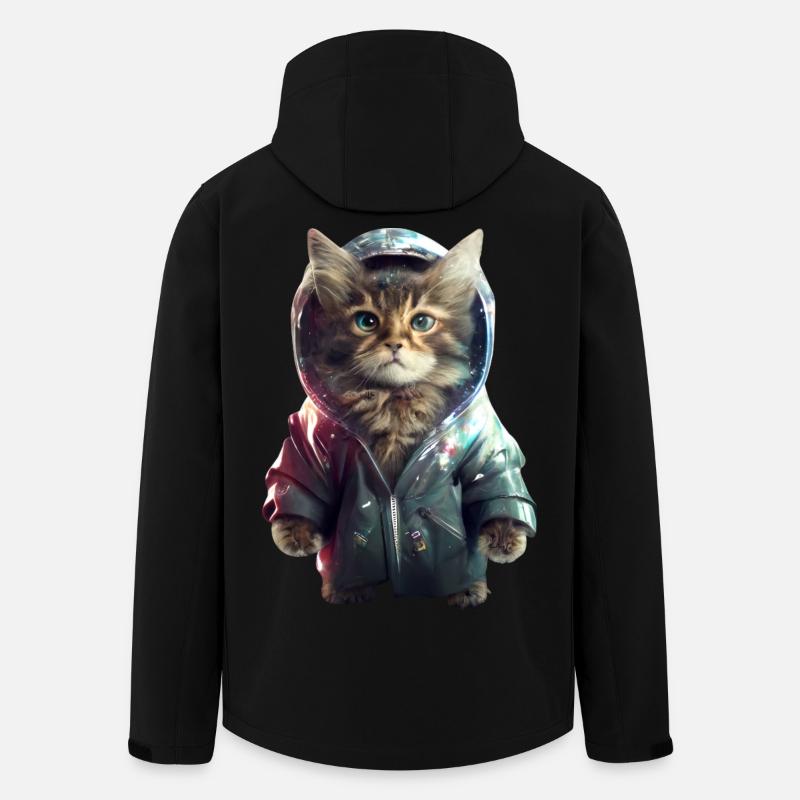 Chat de l’espace - Veste softshell homme en polyester recyclé Stanley/Stella - noir