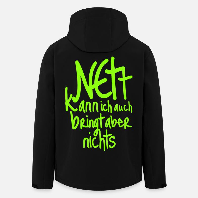 Neon Grüne Handlettering Botschaft auf Schwarz - Recycelte Männer Softshell-Jacke von Stanley/Stella - Schwarz