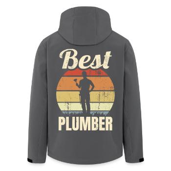 Best Plumber - Men’s Recycled Softshell Jacket by Stanley/Stella - anthracite - Back - AI Model Male 185 light (185cm)
