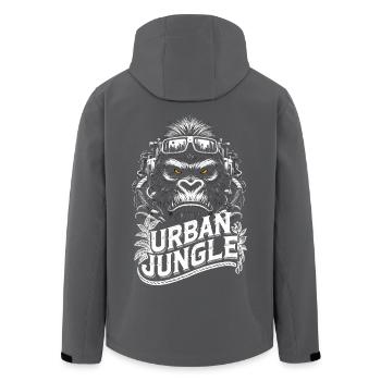 Urban Jungle Logo - Men’s Recycled Softshell Jacket by Stanley/Stella - anthracite - Back - AI Model Male 185 light (185cm)