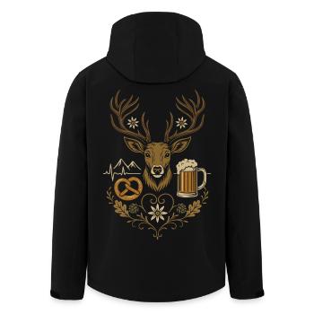 Hirsch mit Brezel & Krug - Volksfest Design - Recycelte Männer Softshell-Jacke von Stanley/Stella - Schwarz - Hinten - AI Model Male 185 light (185cm)