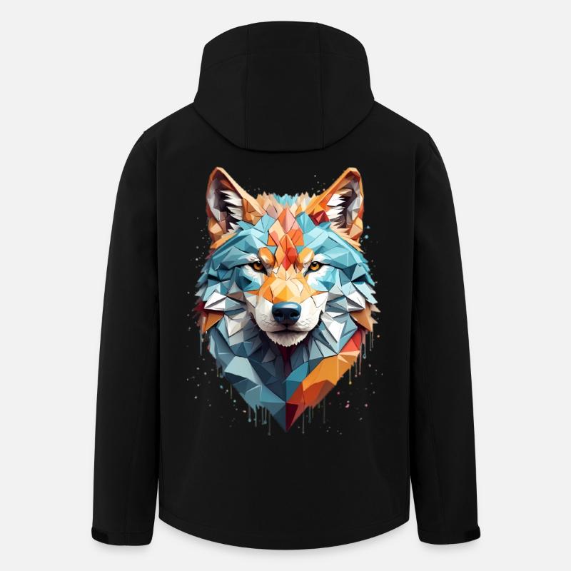 Geometric Wolf Head - Men’s Recycled Softshell Jacket by Stanley/Stella - black