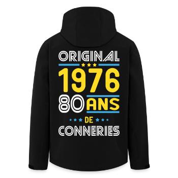 Original – 1976 – 50 ans de conneries - Veste softshell homme en polyester recyclé Stanley/Stella - noir - Dos - AI Model Male 185 light (185cm)