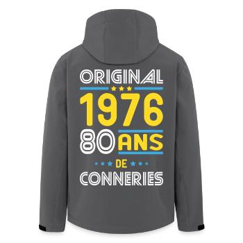 Original – 1976 – 50 years of - Men’s Recycled Softshell Jacket by Stanley/Stella - anthracite - Back - AI Model Male 185 light (185cm)