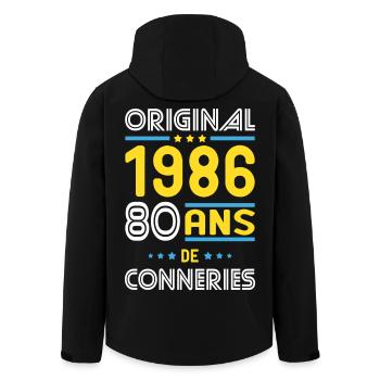 Original – 1986 – 40 ans de conneries - Veste softshell homme en polyester recyclé Stanley/Stella - noir - Dos - AI Model Male 185 light (185cm)