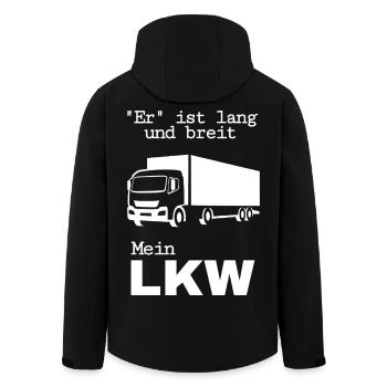 Er ist lang und breit, mein LKW - LKW Motiv - Recycelte Männer Softshell-Jacke von Stanley/Stella - Schwarz - Hinten - AI Model Male 185 light (185cm)