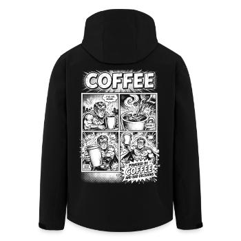 Propulsé par le café et les mauvaises décisions - Veste softshell homme en polyester recyclé Stanley/Stella - noir - Dos - AI Model Male 185 light (185cm)
