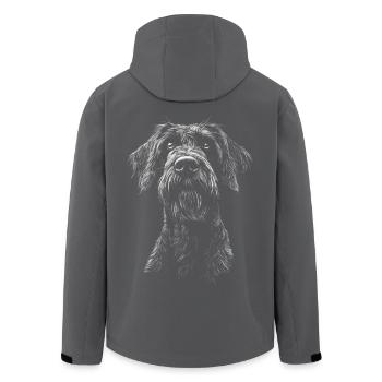 German Wirehaired Portrait Hunting Dogs Dogs Hunter - Men’s Recycled Softshell Jacket by Stanley/Stella - black - Back - AI Model Male 185 light (185cm)