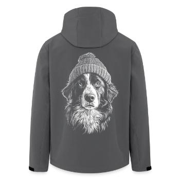 Australian Shepherd Bobble Hat Dog Dog Aussie - Men’s Recycled Softshell Jacket by Stanley/Stella - black - Back - AI Model Male 185 light (185cm)