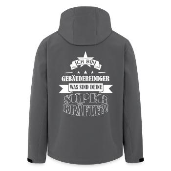 Superkräfte Gebäudereiniger - Recycelte Männer Softshell-Jacke von Stanley/Stella - Schwarz - Hinten - AI Model Male 185 light (185cm)