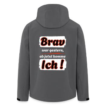 Brav war gestern, ab jetzt komme ich ! - Recycelte Männer Softshell-Jacke von Stanley/Stella - Schwarz - Hinten - AI Model Male 185 light (185cm)