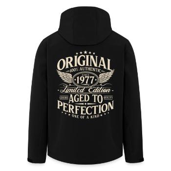 Original 1977 Vintage Vintage Rétro Anniversaire - Veste softshell homme en polyester recyclé Stanley/Stella - noir - Dos - AI Model Male 185 light (185cm)