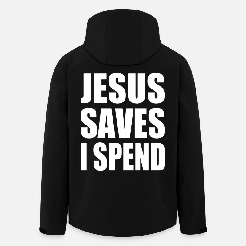 jesus saves i spend - Veste softshell homme en polyester recyclé Stanley/Stella - noir