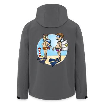 Dessin animé joyeux sur la plongée et la consommation de bière - Veste softshell homme en polyester recyclé Stanley/Stella - charbon - Dos - AI Model Male 185 light (185cm)