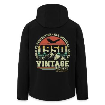 années 1950 Vintage Vintage Rétro Anniversaire - Veste softshell homme en polyester recyclé Stanley/Stella - noir - Dos - AI Model Male 185 light (185cm)