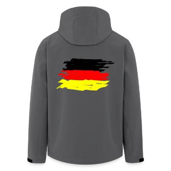 Deutschland Fahne, gewischt, Shirt, kaufen, Sport - Recycelte Männer Softshell-Jacke von Stanley/Stella - Schwarz - Hinten - AI Model Male 185 light (185cm)