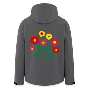 Colorful Flowers - Cheerful Blossom Design - Men’s Recycled Softshell Jacket by Stanley/Stella - black - Back - AI Model Male 185 light (185cm)