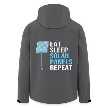 Erneuerbare Energien Solarzellen Photovoltaik - Recycelte Männer Softshell-Jacke von Stanley/Stella - Anthrazit - Hinten - AI Model Male 185 light (185cm)