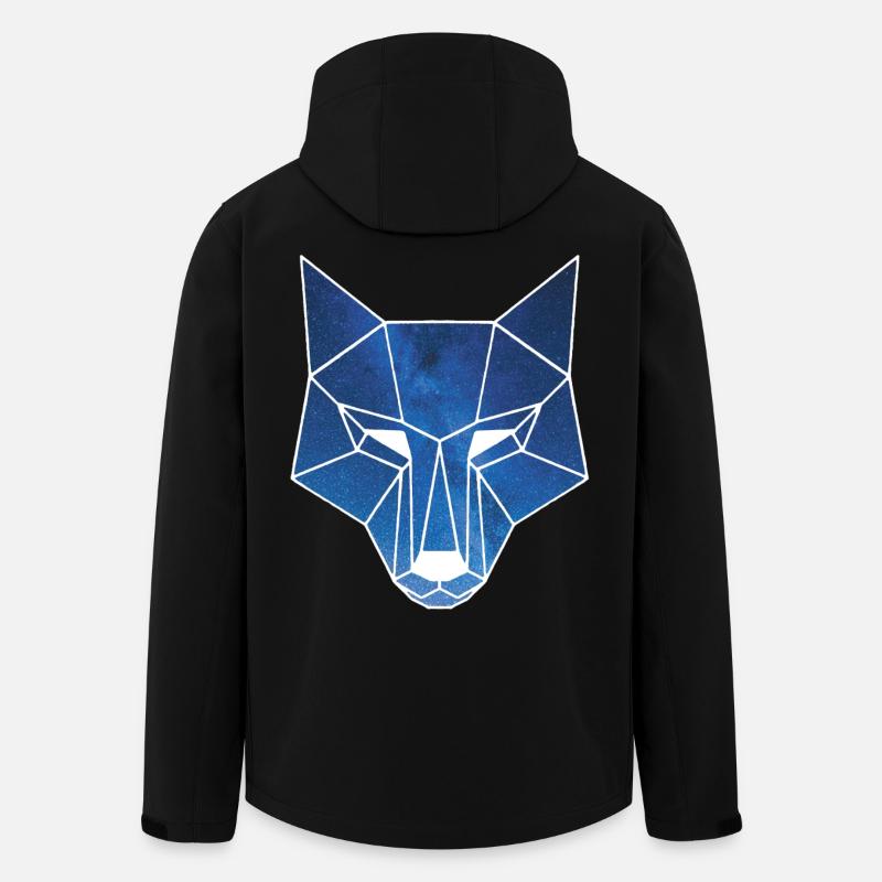 Loup blanc et ciel étoilé - Veste softshell homme en polyester recyclé Stanley/Stella - noir