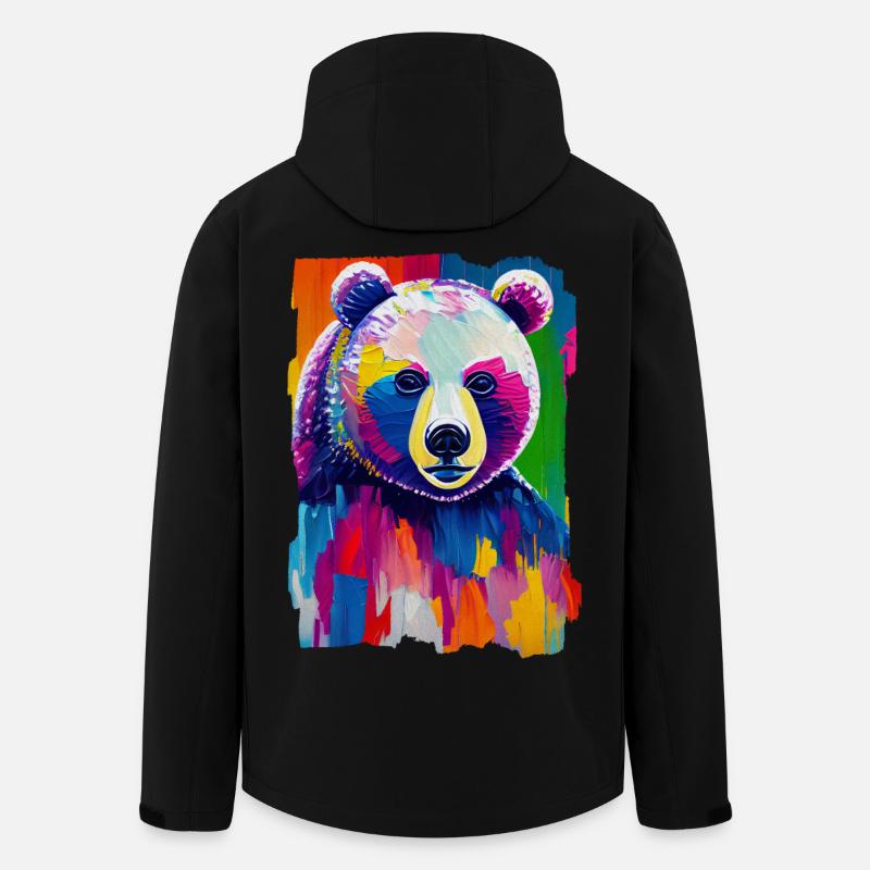 Multicolored painting Bear portrait - Men’s Recycled Softshell Jacket by Stanley/Stella - black