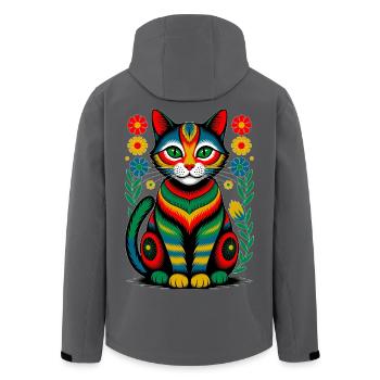 Folk Katze – Bunte Seele der Natur - Recycelte Männer Softshell-Jacke von Stanley/Stella - Anthrazit - Hinten - AI Model Male 185 light (185cm)
