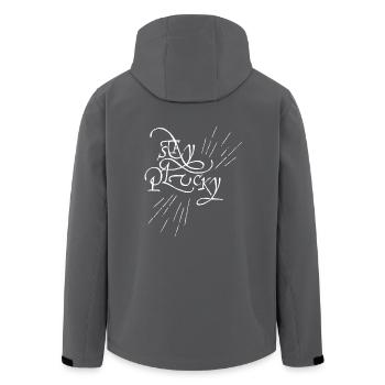 Bleiben Sie mutig - Recycelte Männer Softshell-Jacke von Stanley/Stella - Anthrazit - Hinten - AI Model Male 185 light (185cm)