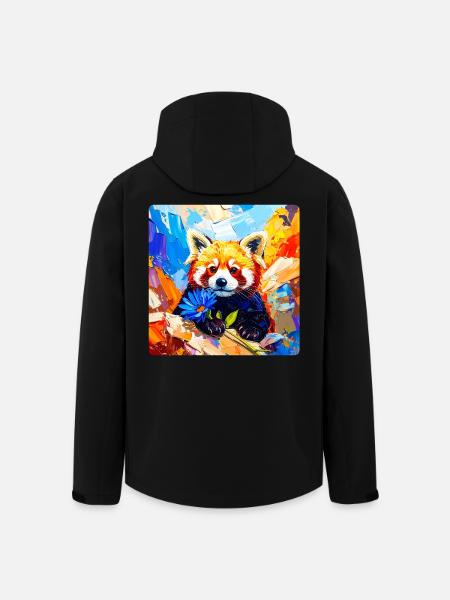 Red Panda Blue Flower - Men’s Recycled Softshell Jacket by Stanley/Stella - black