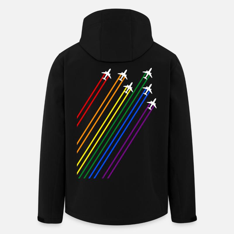 Airplanes with rainbow trails - Men’s Recycled Softshell Jacket by Stanley/Stella - black