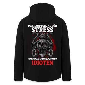 Der Hauptgrund für Stress ist der tägliche Kontakt - Recycelte Männer Softshell-Jacke von Stanley/Stella - Schwarz - Hinten - AI Model Male 185 light (185cm)