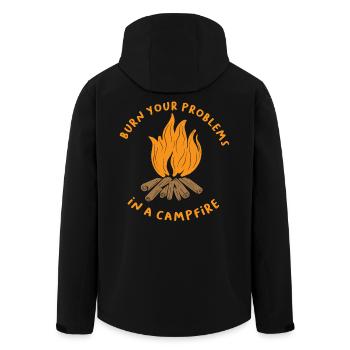 Burn Your Problems Campfire Shirt - Men’s Recycled Softshell Jacket by Stanley/Stella - black - Back - AI Model Male 185 light (185cm)