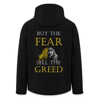Buy the Fear - Sell the Greed Trading Trader - Recycelte Männer Softshell-Jacke von Stanley/Stella - Schwarz - Hinten - AI Model Male 185 light (185cm)