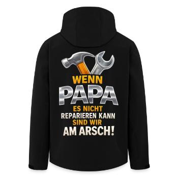 Papa repariert alles Geschenk Vatertag Lustig - Recycelte Männer Softshell-Jacke von Stanley/Stella - Schwarz - Hinten - AI Model Male 185 light (185cm)