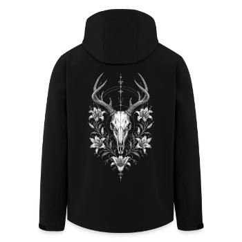 Dark Floral Deer Skull | Gothic Lily Alternative - Men’s Recycled Softshell Jacket by Stanley/Stella - black - Back - AI Model Male 185 light (185cm)